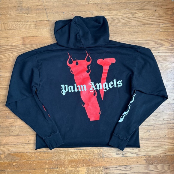 VLONE Hoodie Black Red And White Cropped Fabric Style - PALM ANGELS - Picture 5 of 9